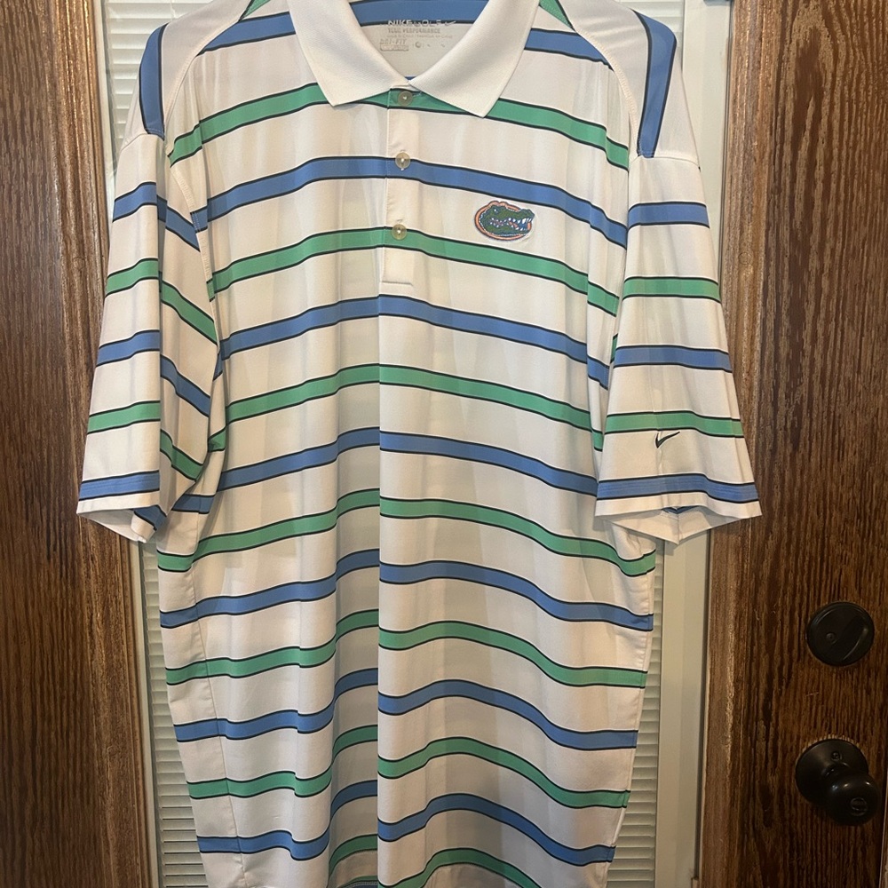 Nike Florida Gators Polo with Blue and Green Stripes